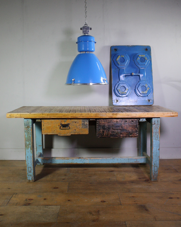 Blue Two Drawer Table
