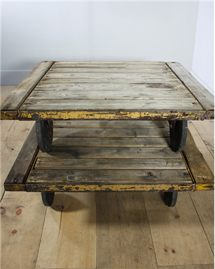 square trolley table yellow