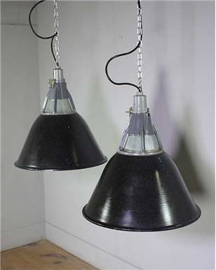 Glass Topped, Black Pendant Lights