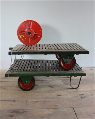 Red Wheeled Pallet Tables