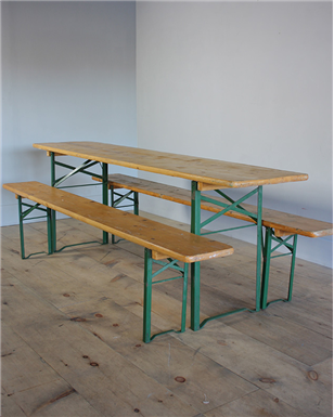 yellow beer table and bench sets