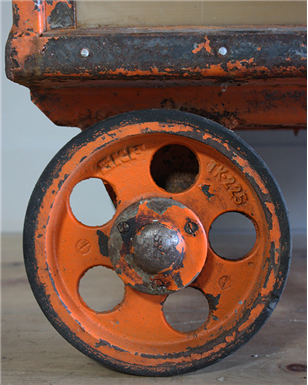 orange trolley with shelves