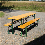 German Beer Garden Tables and Benches - Yellow with Green legs - Oktoberfest - (220cm)