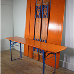 German Beer Festival Tables and Benches (Orange top with green legs) Oktoberfest 200cm
